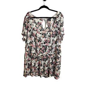 Torrid Floral Blouse - Black, Pink, White